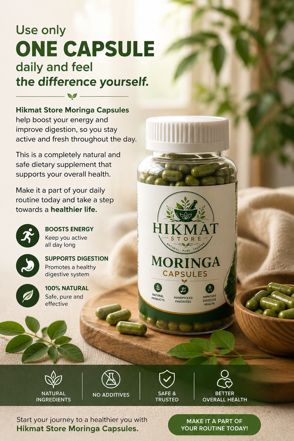 Hikmat Store Moringa Powder - 100% Natural Superfood